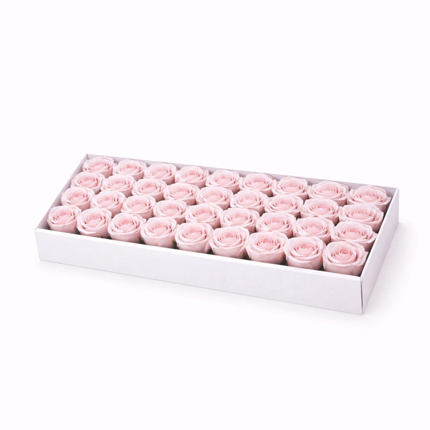 Set 50 Trandafiri de Sapun Parfumati in Cutie Eleganta Cadou 44x23 cm Roz Pal