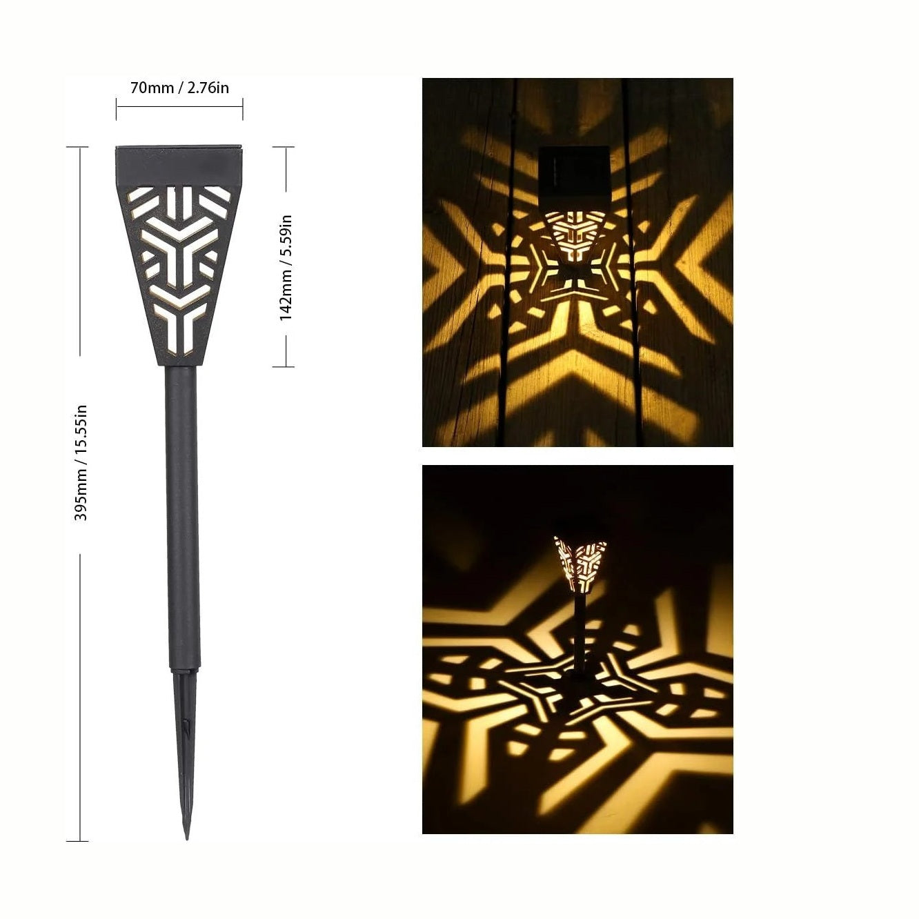 Set 6 Lămpi Solare pentru Grădină cu Picior, Metal și Plastic, Lumină Caldă