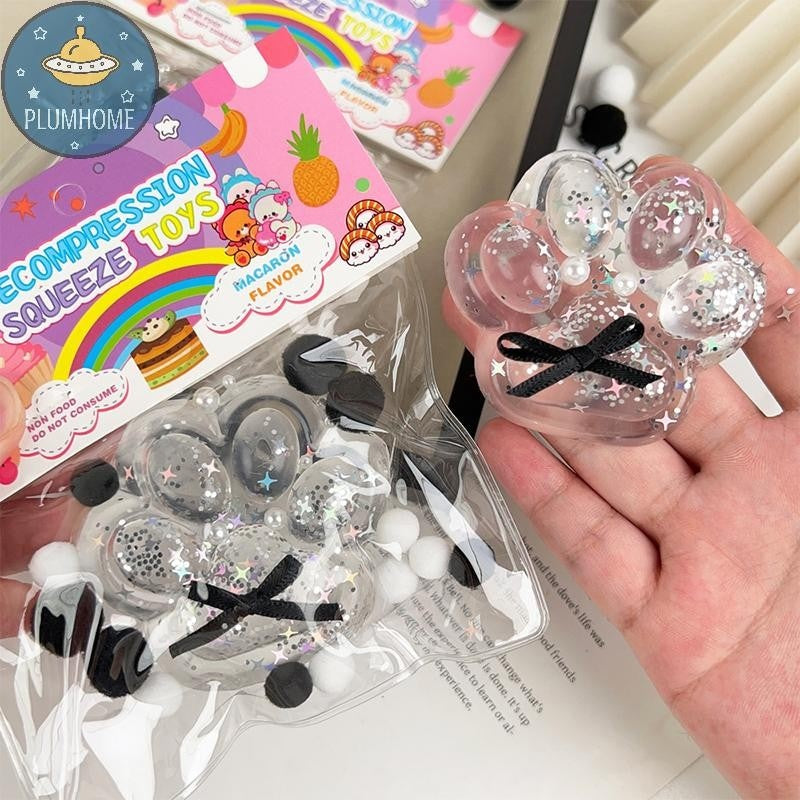 Set 6 squishy labuta transparenta cu sclipici, anti-stres, moale, model kawaii