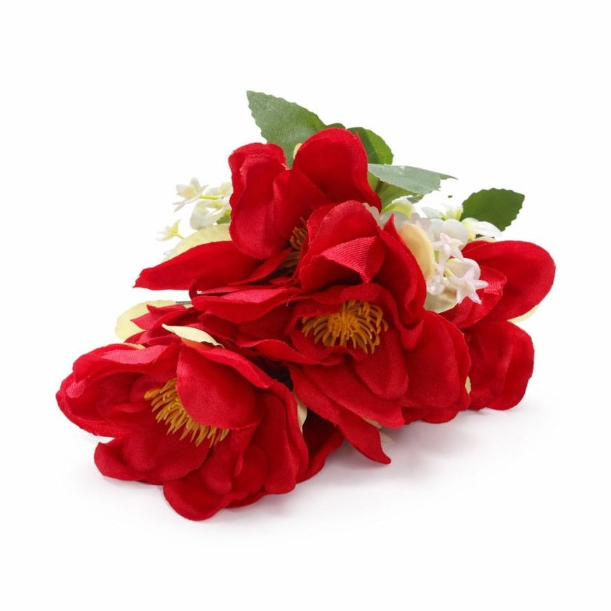 Set 6 trandafiri rosii, decorativi artificiali, 30 de cm