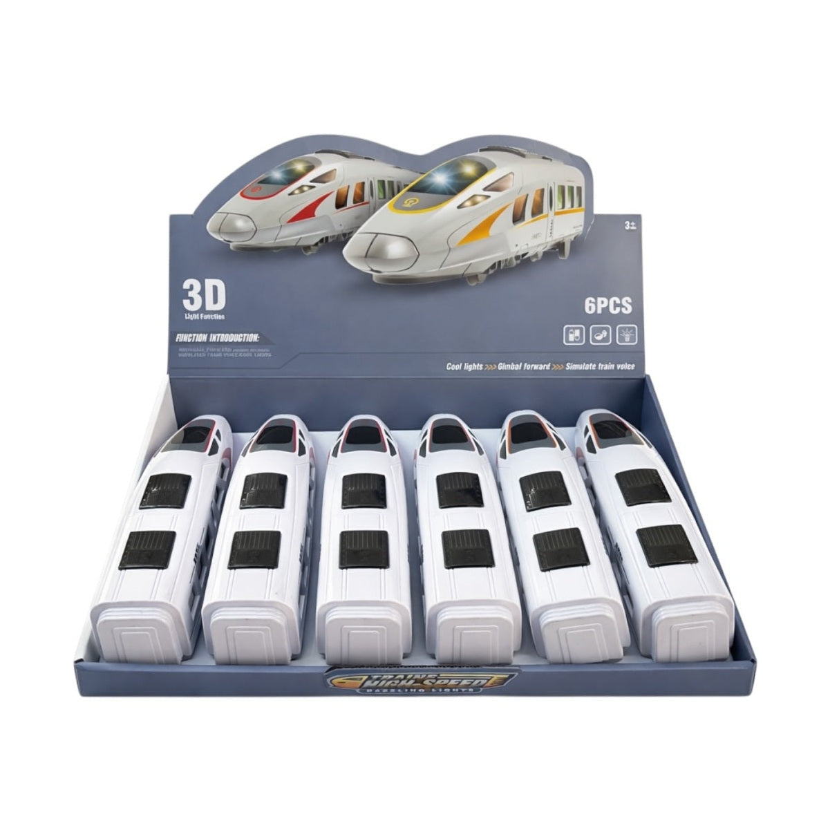 Set 6 trenuri electrice de mare viteză cu lumini și sunete integrate, 37,5x28,5x8,5 cm