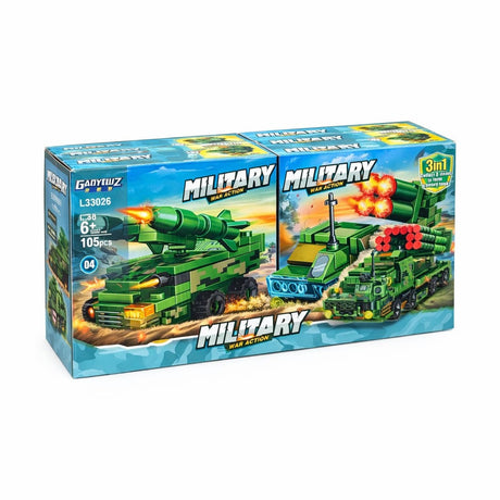 Set 8 jocuri constructie vehicule militare interconectabile, modele multiple, copii