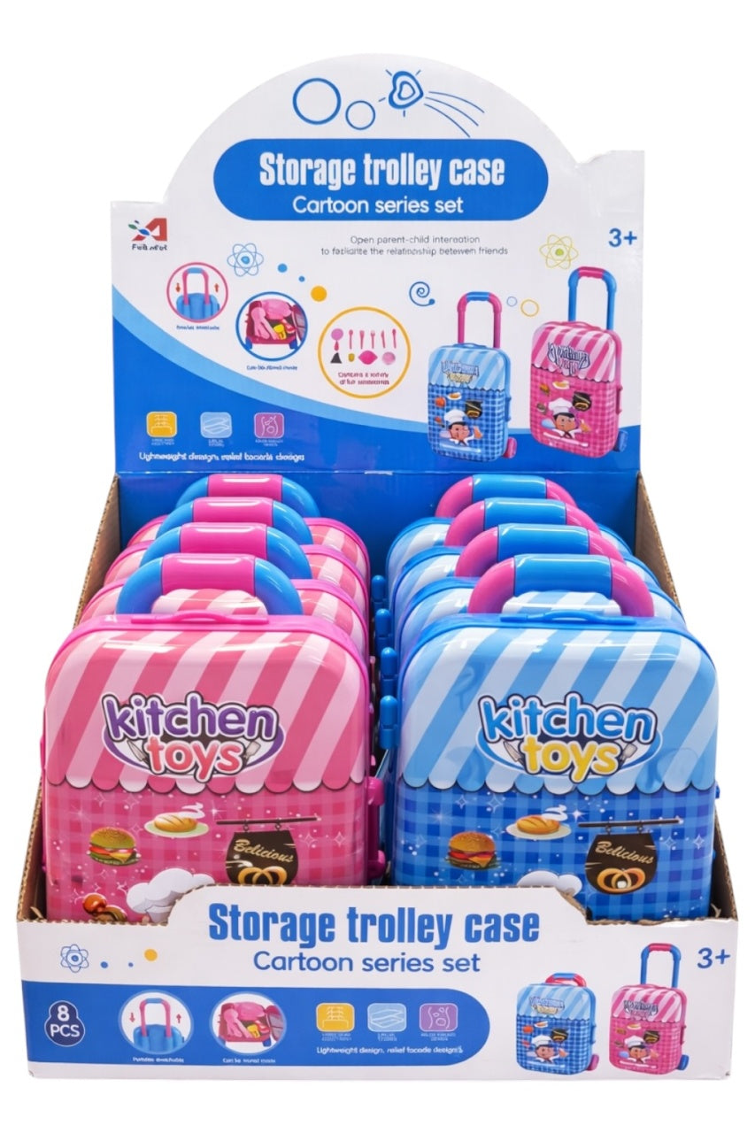 Set 8 trollere de jucarie Kitchen Toys cu ustensile si accesorii de bucatarie