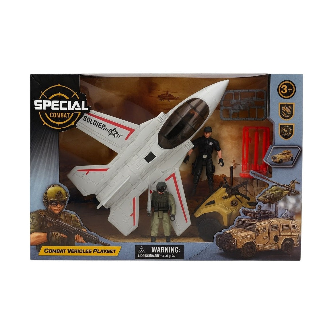 Set avion militar cu soldat si accesorii Special Combat , jucarie copii 3+