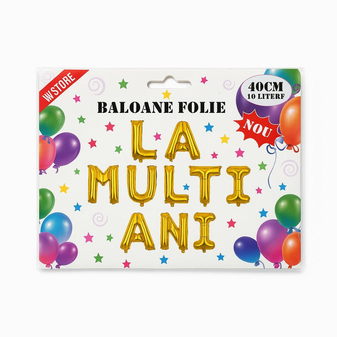 Set baloane latex 9 buc, 30 cm, multicolor cu confetti, accesorii incluse