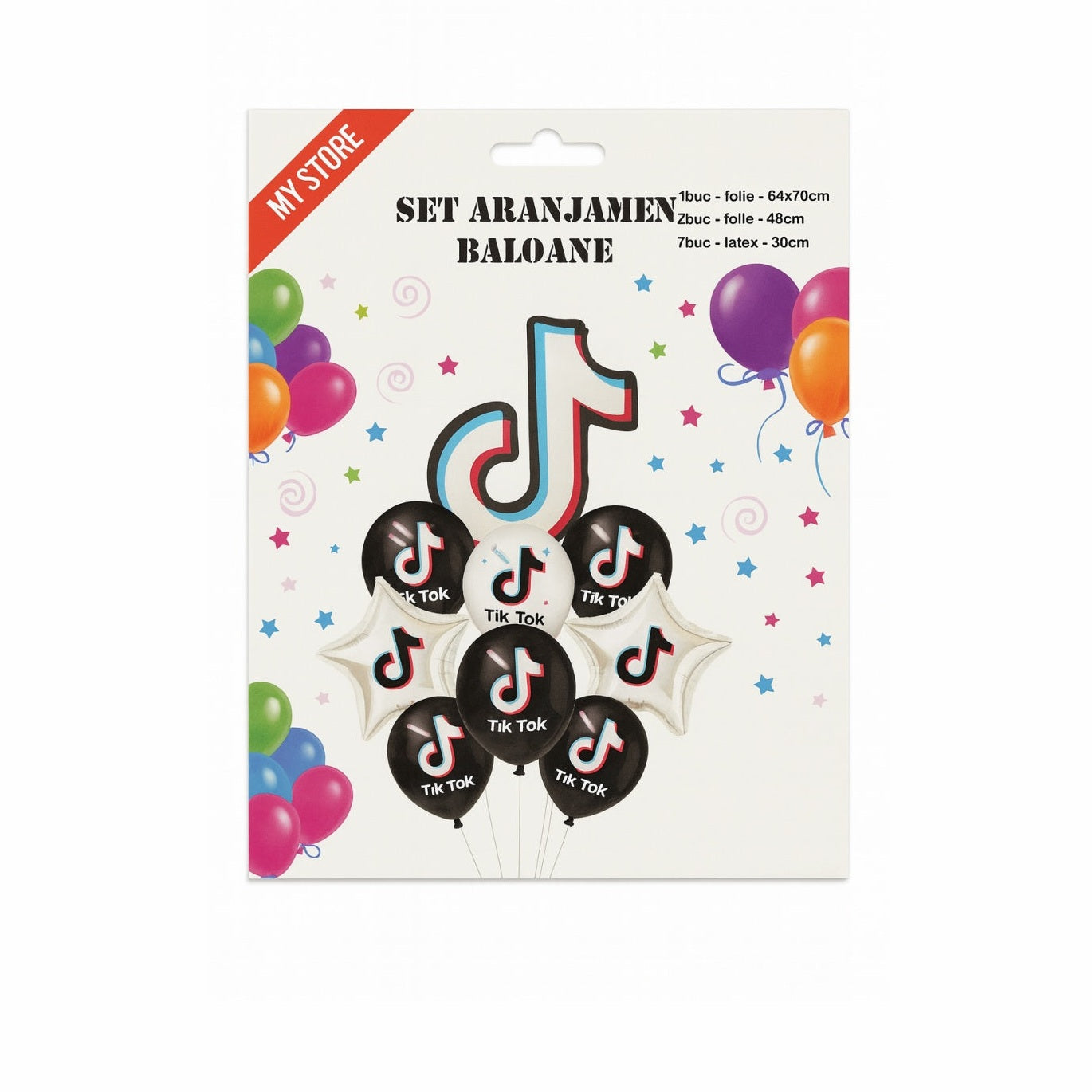 Set baloane TikTok pentru petreceri, folie si latex, 10 piese, decor aniversar