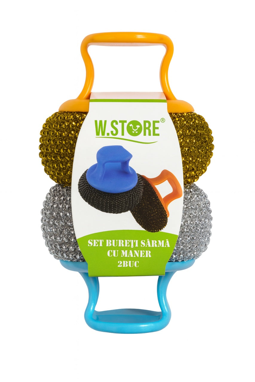 Set bureti sarma cu maner W.Store , 2 buc, curatare eficienta fara efort