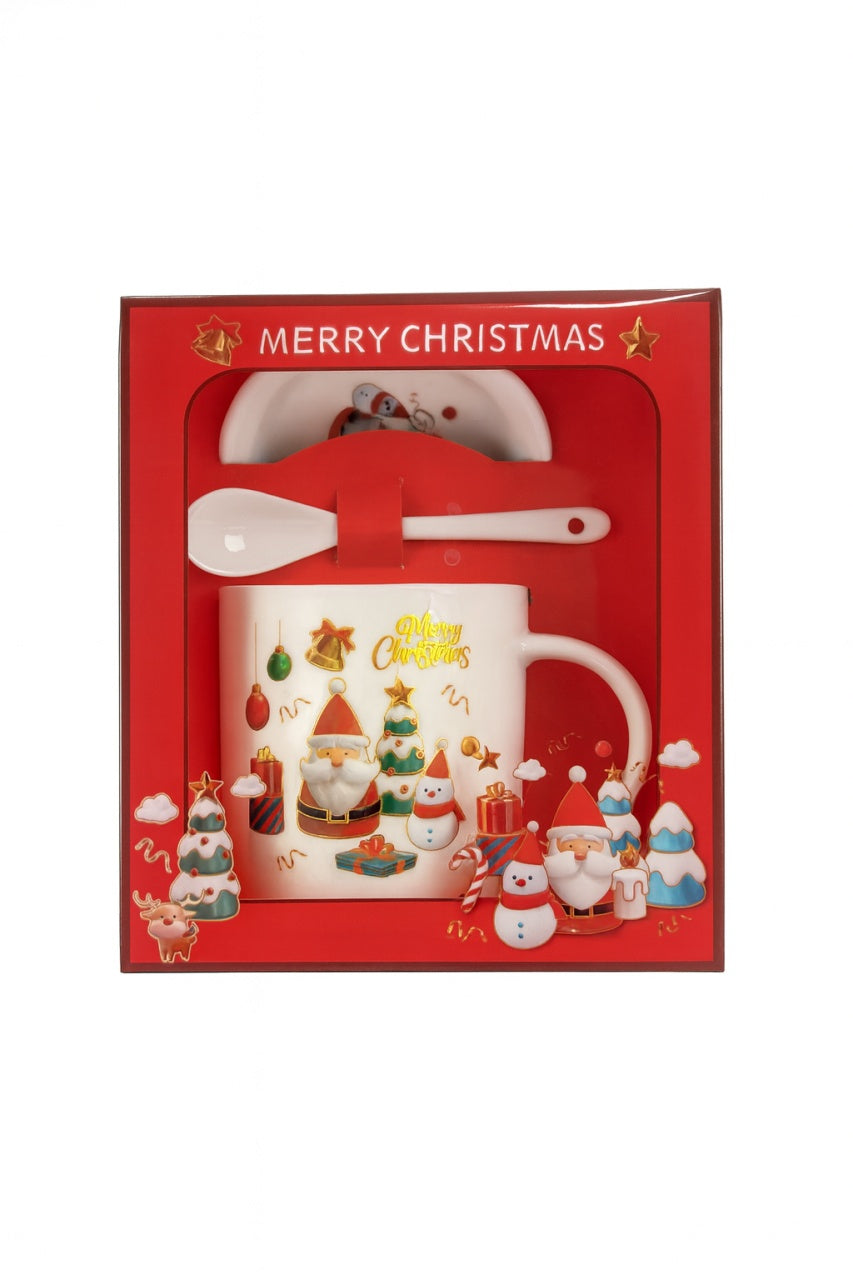 Set Cana Craciun cu Lingurita si Farfurioara , Merry Christmas Gift Box