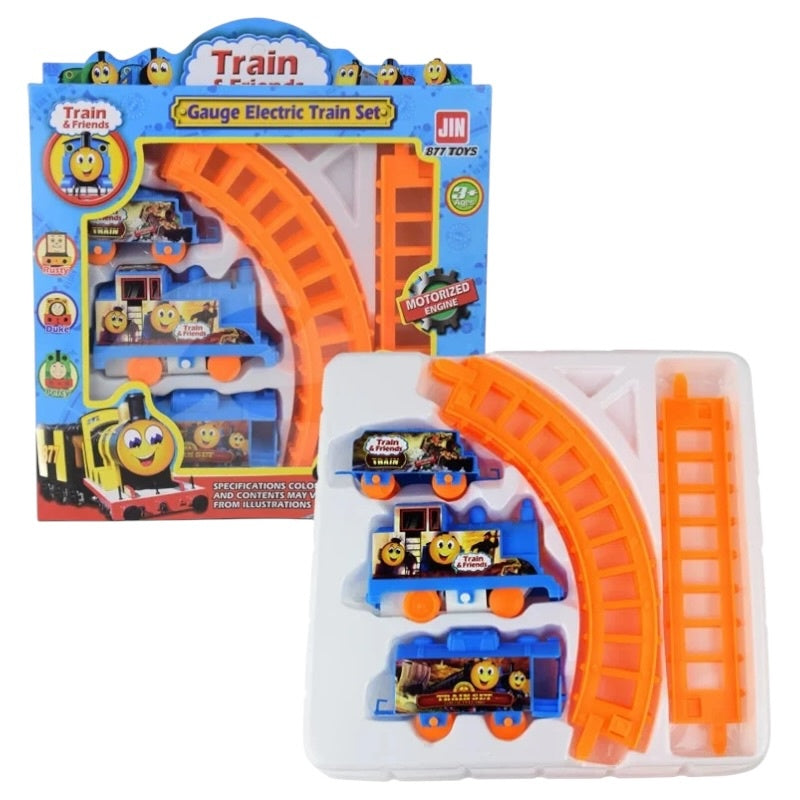 Set Circuit Tren cu Locomotivă și 2 Vagoane, Plastic, 40x26 cm, Baterii Incluse