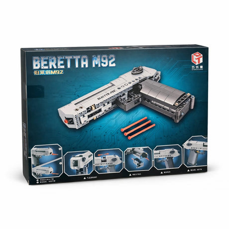 Set constructie tip pistol M92 cu proiectile din spuma si accesorii
