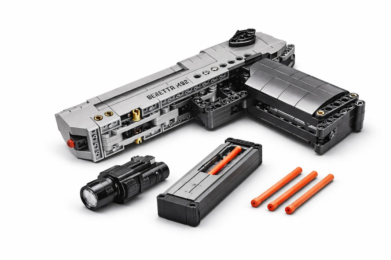 Set constructie tip pistol M92 cu proiectile din spuma si accesorii
