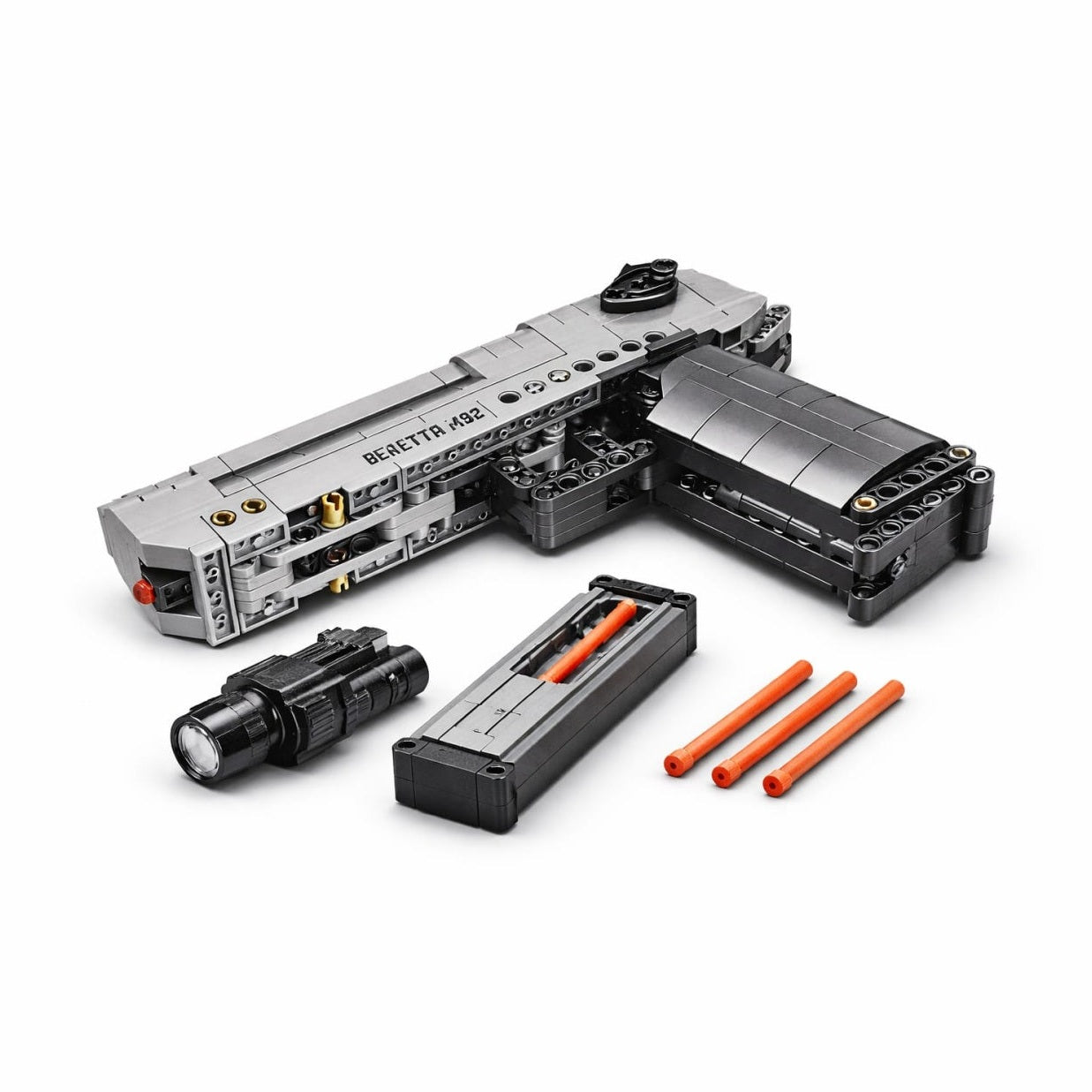 Set constructie tip pistol M92 cu proiectile din spuma si accesorii