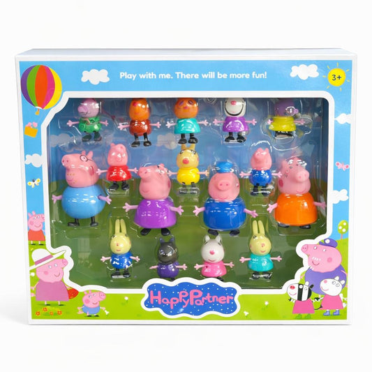 Set cu 16 figurine purcelusi nazdravani si prieteni, jucarii copii, multicolor
