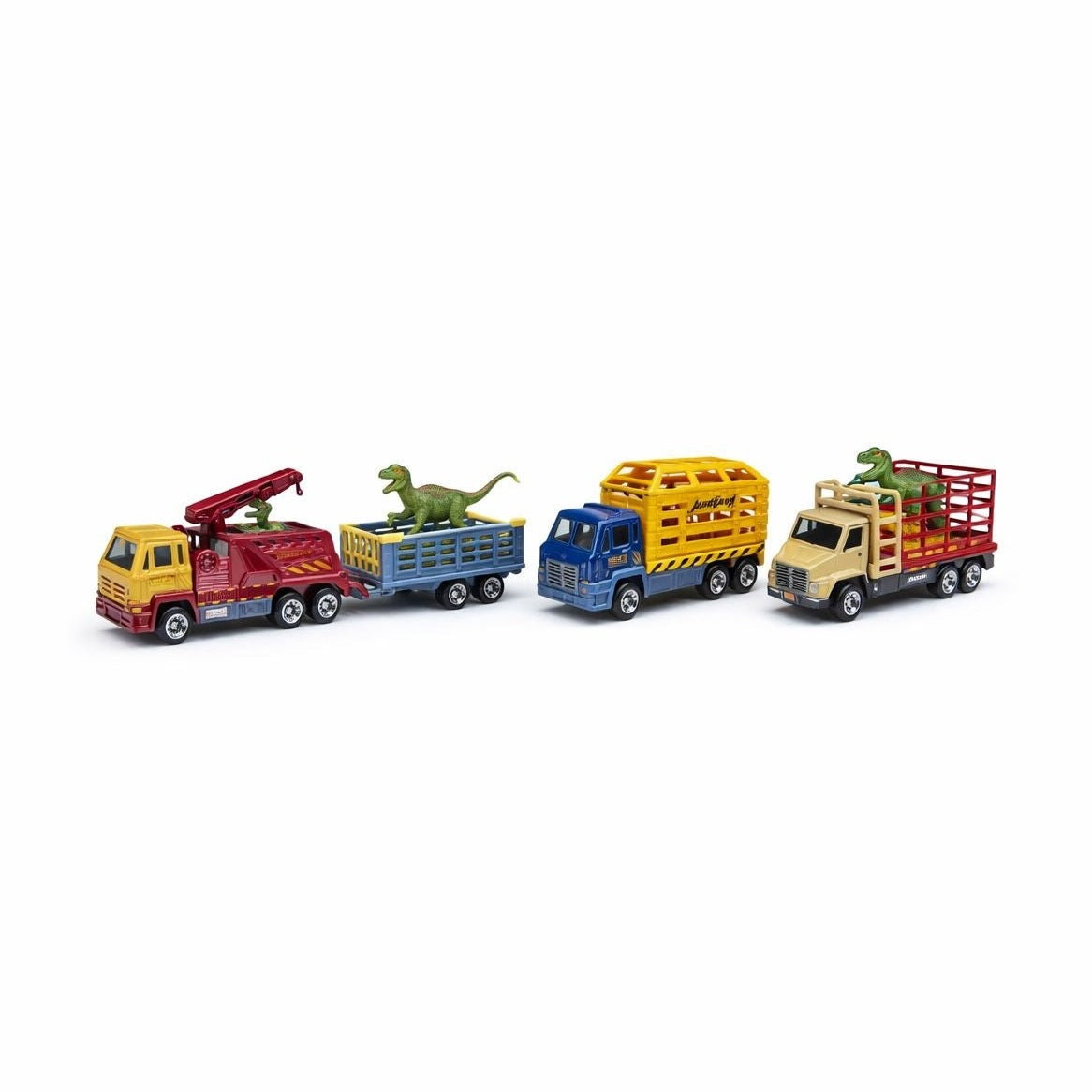 Set cu 4 masinute die cast metal cu dinozauri, 13.5 cm