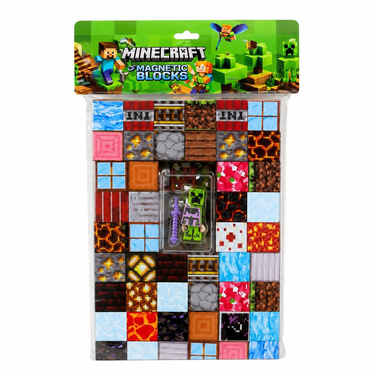 Set Cuburi Magnetice 3D, 48 Piese Magnetice cu Figurină și Accesoriu Incluse
