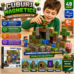 Set Cuburi Magnetice Magnet World, 49 Piese, 2 cm – Joc de Construcție 3D Educativ pentru Copii 6+