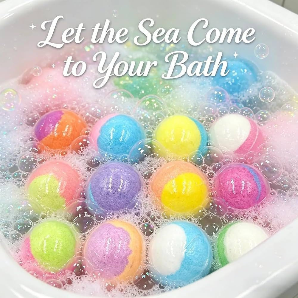 Set de 12 Bile Efervescente de Baie pentru Copii – Bombe de Baie Colorate, Cadou Distractiv