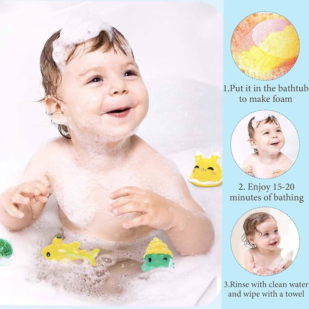 Set de 12 Bile Efervescente de Baie pentru Copii cu Figurine Surpriză – Bombe de Baie Colorate, Cadou Ideal