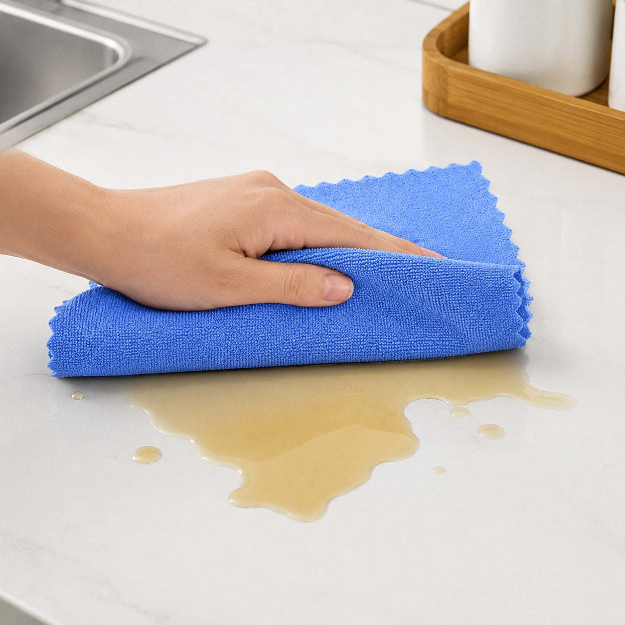 Set de 3 Prosoape de Bucatarie Semi Abrazive 30x30 CM, Lavete din Microfibra, Diferite Culori