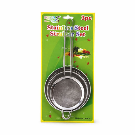 Set de 3 site bucatarie inox, strecuratoare metalica pentru faina, ceai si alimente