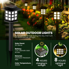 Set de 4 Lumini Solare LED pentru Grădină, Negre, din Plastic