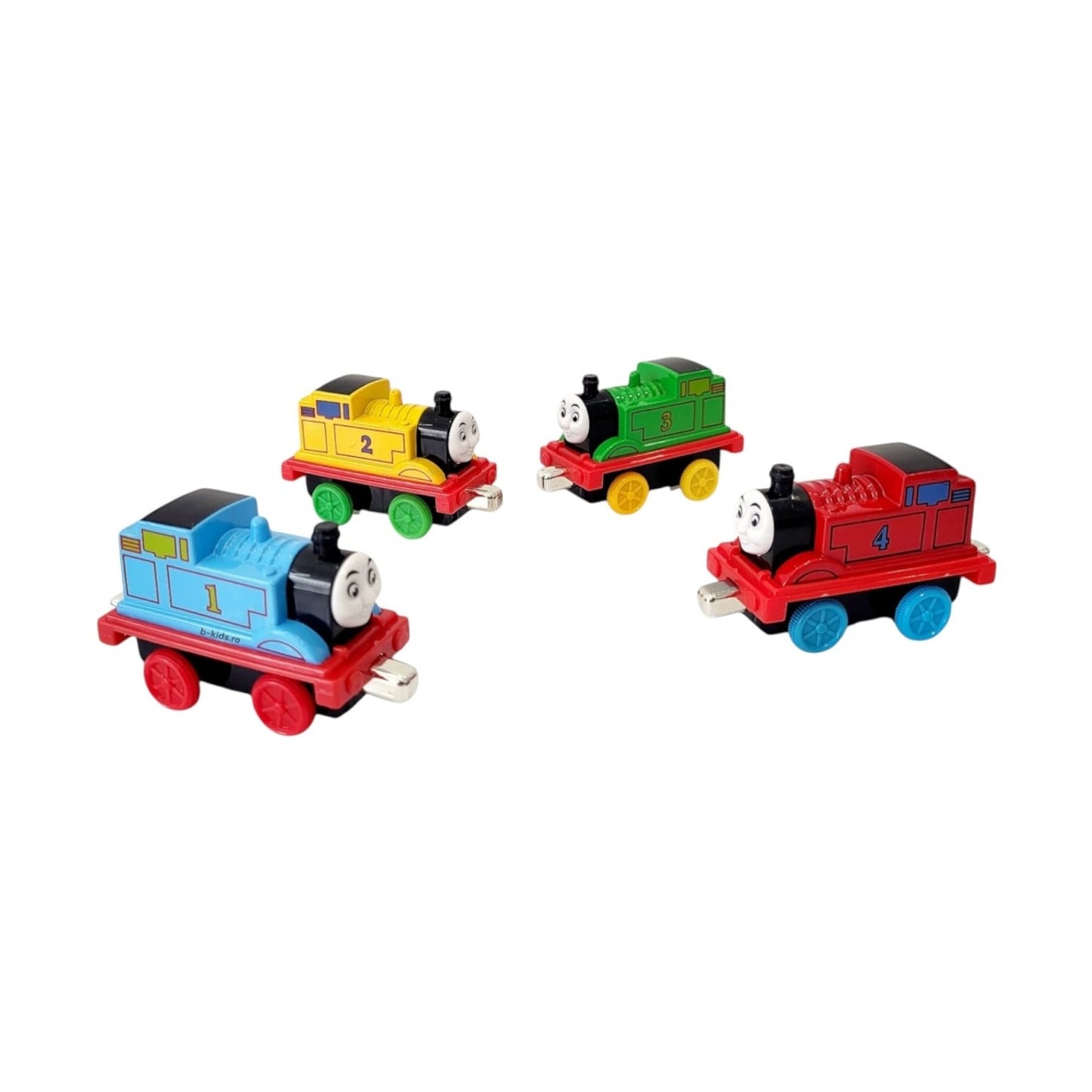 Set de 4 vagoane de tren cu magnet, din aliaj, multicolor, 25.5x10.5x5 cm