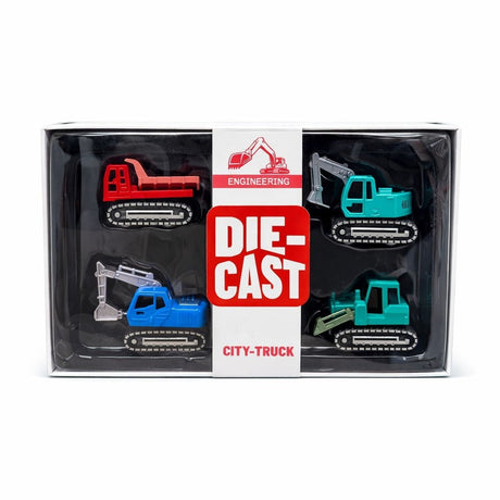 Set de 4 vehicule constructii, metal die-cast, 5-7 cm, diverse culori