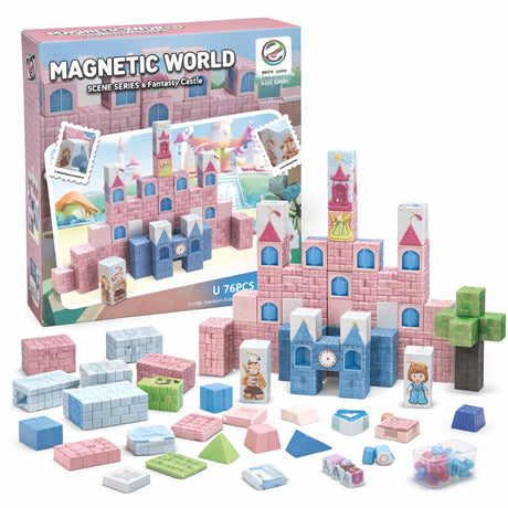 Set de Construcție Magnetică Magnetic World Z013A, 76 Piese, ABS și Magnet