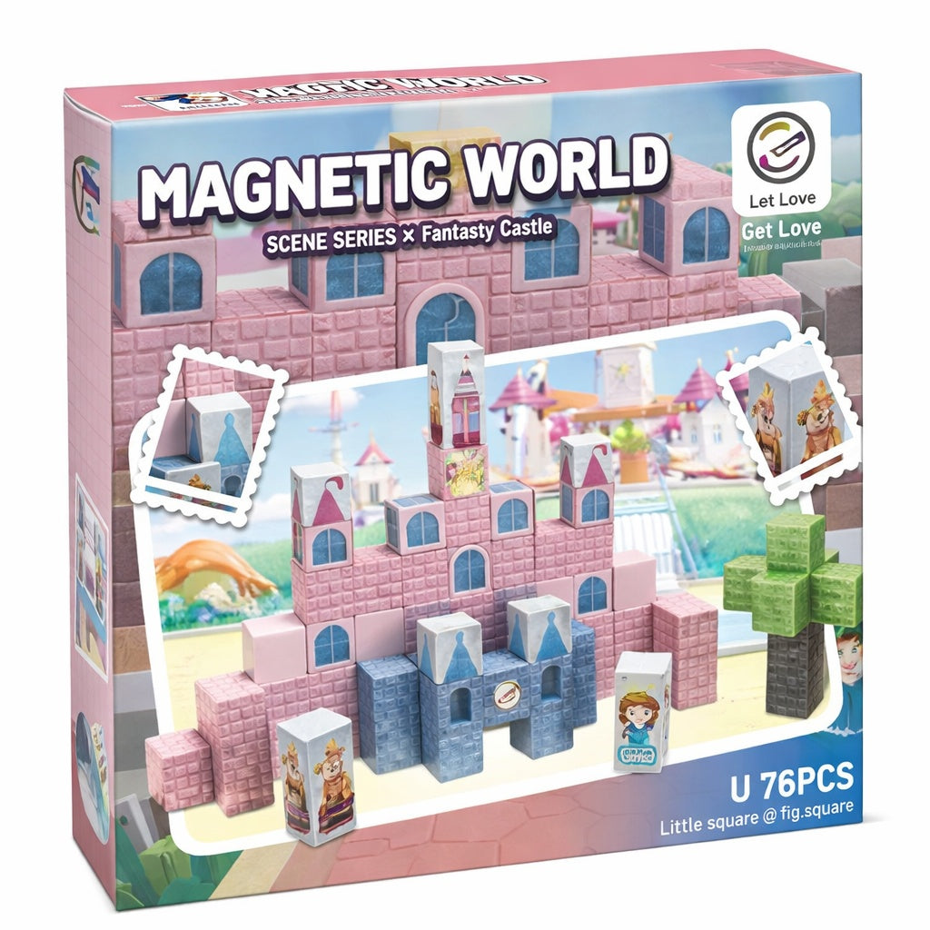 Set de Construcție Magnetică Magnetic World Z013A, 76 Piese, ABS și Magnet