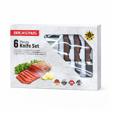 Set de cuțite de bucătărie din oțel inoxidabil Erasthos, 6 piese, mâner ergonomic
