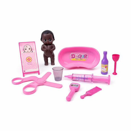 Set de joacă doctor copii, trusă medicală din plastic, joc de rol educativ, roz
