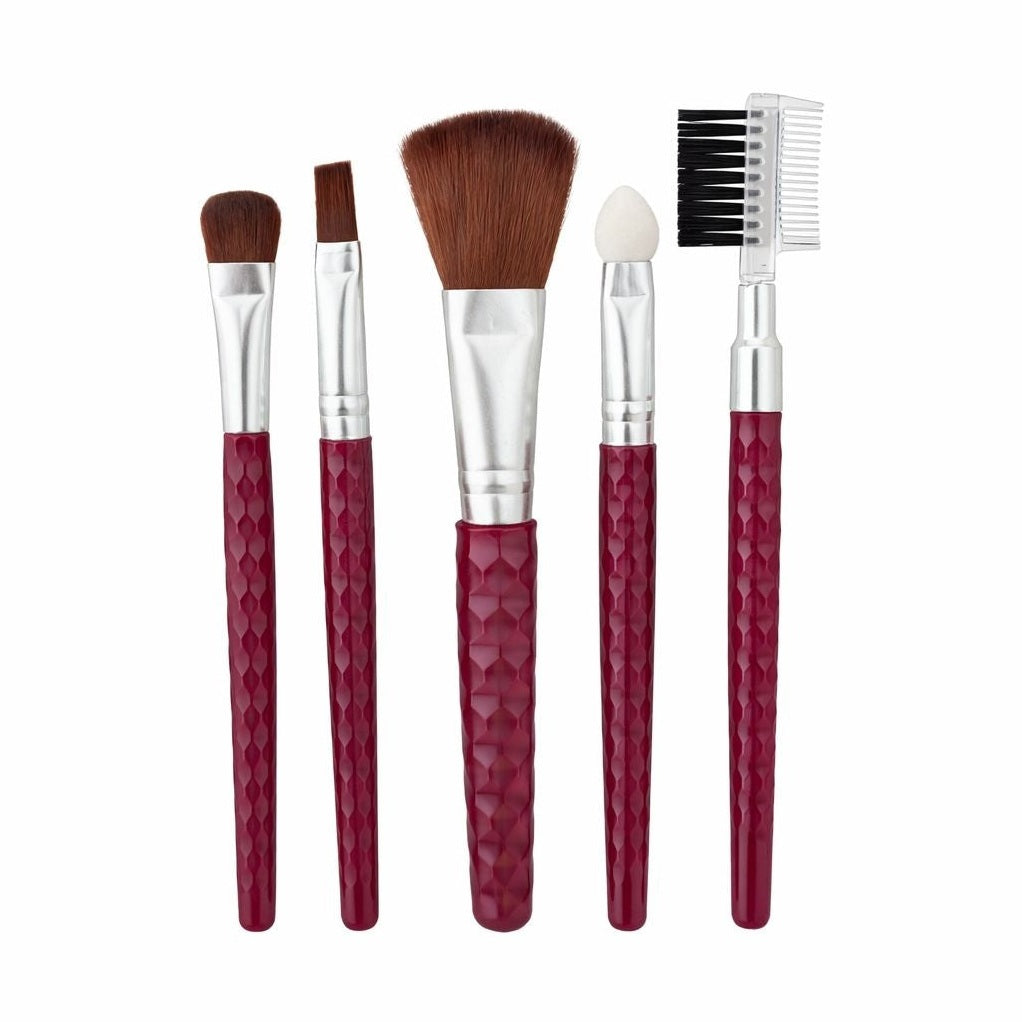 Set de pensule de machiaj , 5 piese, peri sintetici, diverse culori