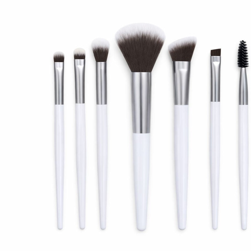 Set de pensule machiaj profesionale, 7 bucăți, fibre sintetice moi, culori mov și roz