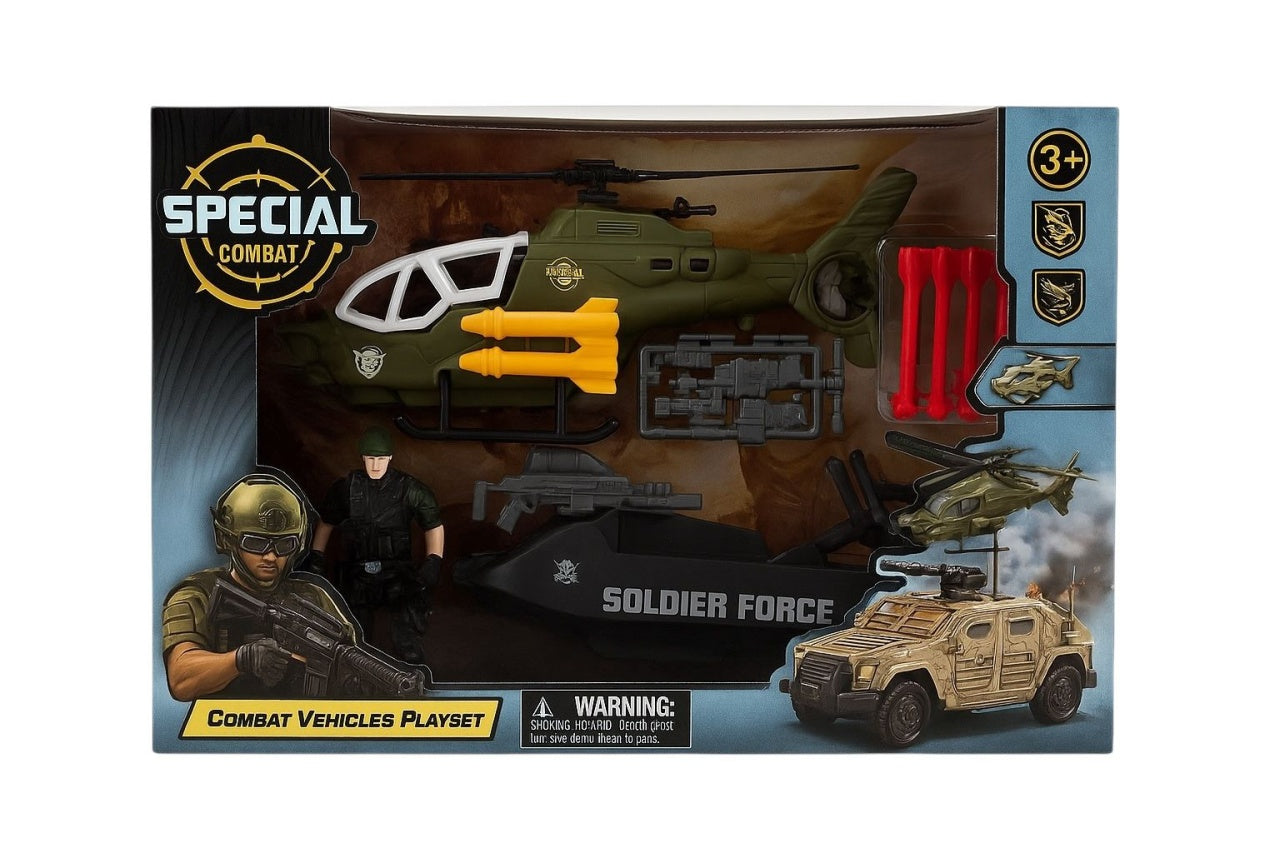 Set elicopter militar cu soldat si accesorii Special Combat , jucarie de actiune copii 3+