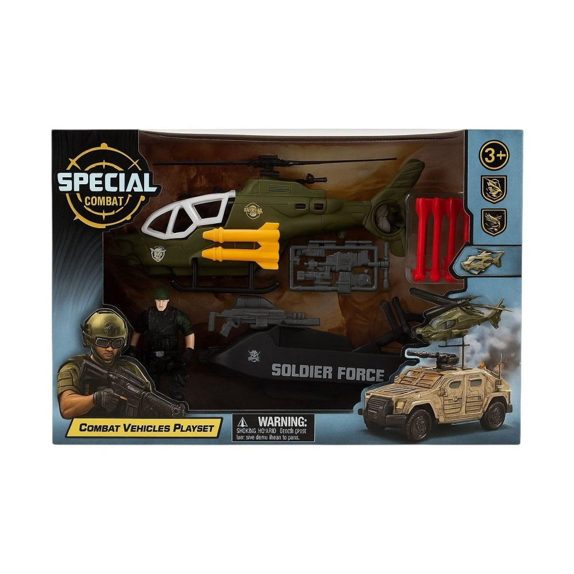 Set elicopter militar cu soldat si accesorii Special Combat , jucarie de actiune copii 3+