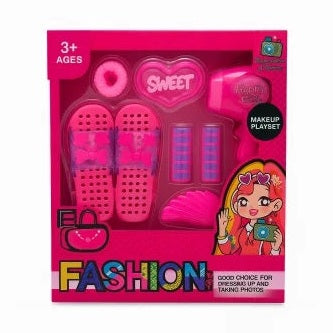 Set Fashion Makeup Playset pentru Fetite – Papuci, Uscator Jucarie si Accesorii, 25.5x19.5 cm, 3+
