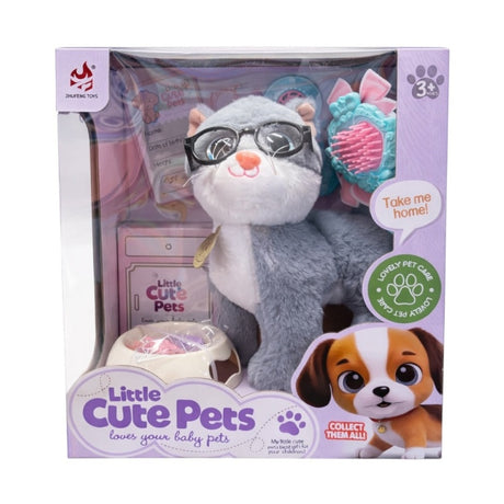 Set jucărie animal de pluș cu accesorii de îngrijire și hrană, 25x30 cm