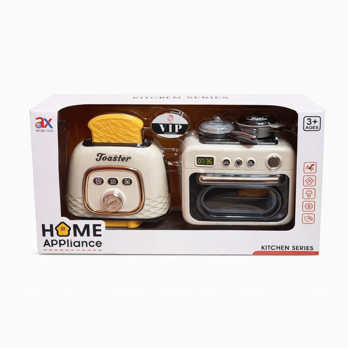 Set Jucărie Interactivă Toaster și Aragaz cu Cuptor și Accesorii pentru Copii, Plastic, 36x19x9 cm