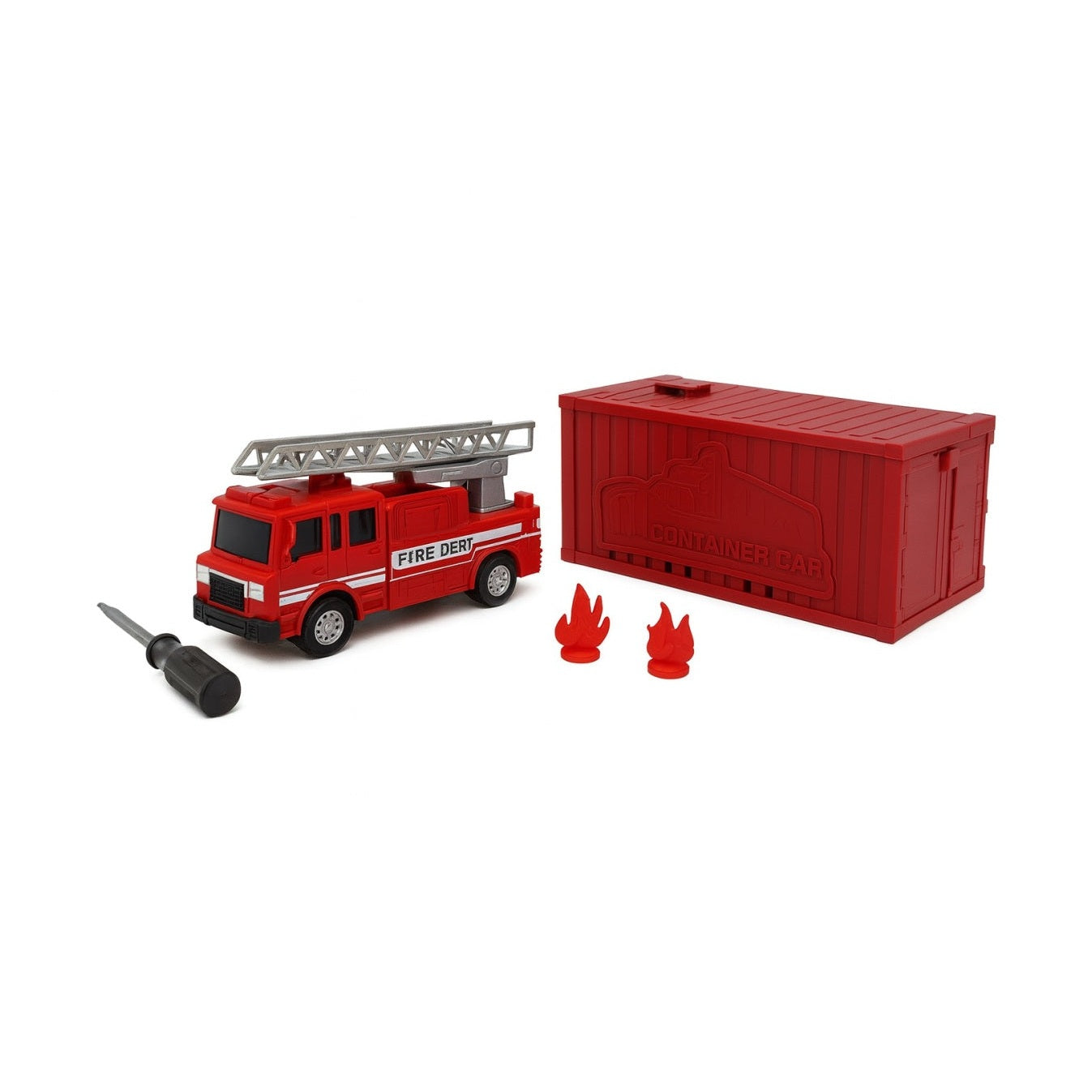 Set Jucarie Pompieri Fire Hall Series , Container Car, 23x10 cm, pentru copii 3+