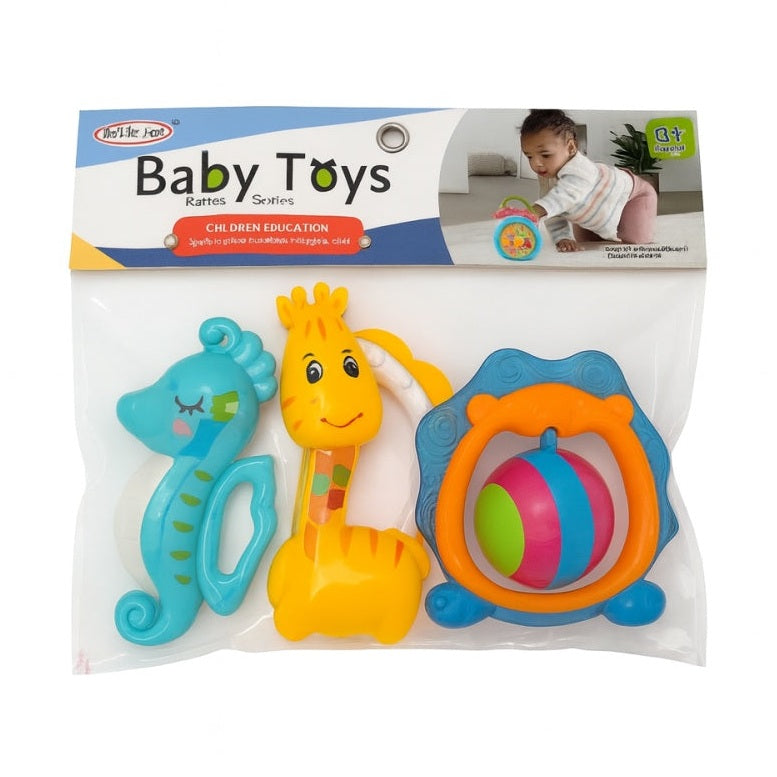 Set Jucarii Bebelusi Baby Toys, 3 Piese, Rattle Dentitie, 23x21 cm, 9M+
