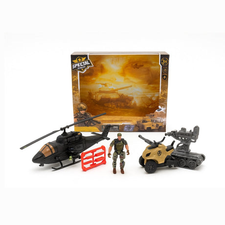 Set Jucarii Militari Special Combat cu Elicopter, ATV si Soldat , 27x23 cm