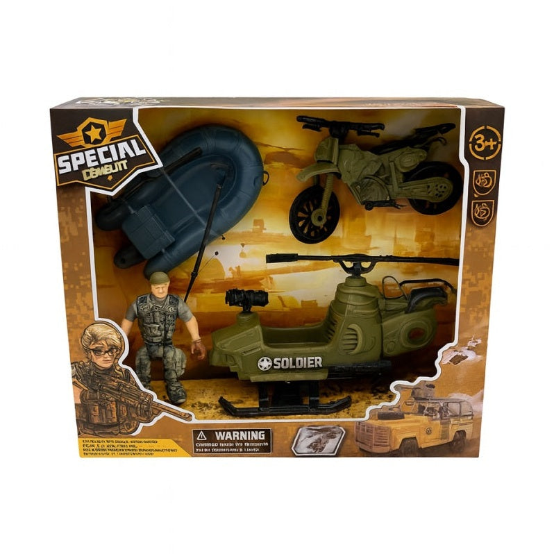 Set Jucarii Militari Special Combat cu Elicopter, ATV si Soldat , 27x23 cm