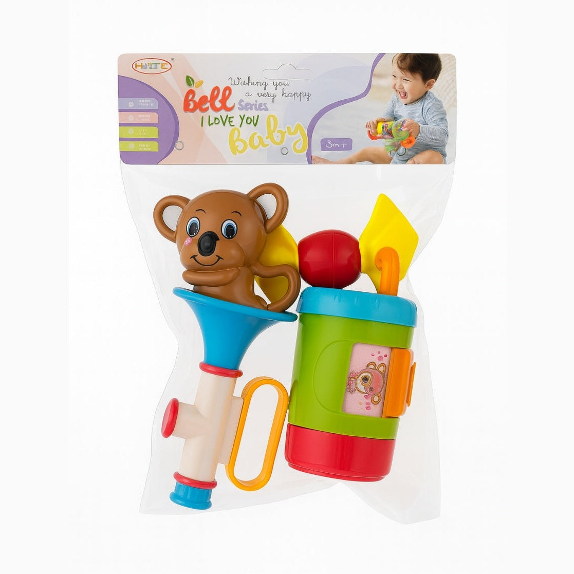 Set Jucarii Zornaitoare pentru Bebelusi, 2 piese, 27x18.5 cm, Culori Vii, 3+ luni