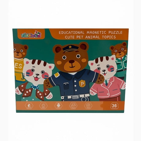 Set Magnetic Educativ cu Puzzle si Tablita de Scris , Cute Pet Animal Topics, 22.5x16.5cm