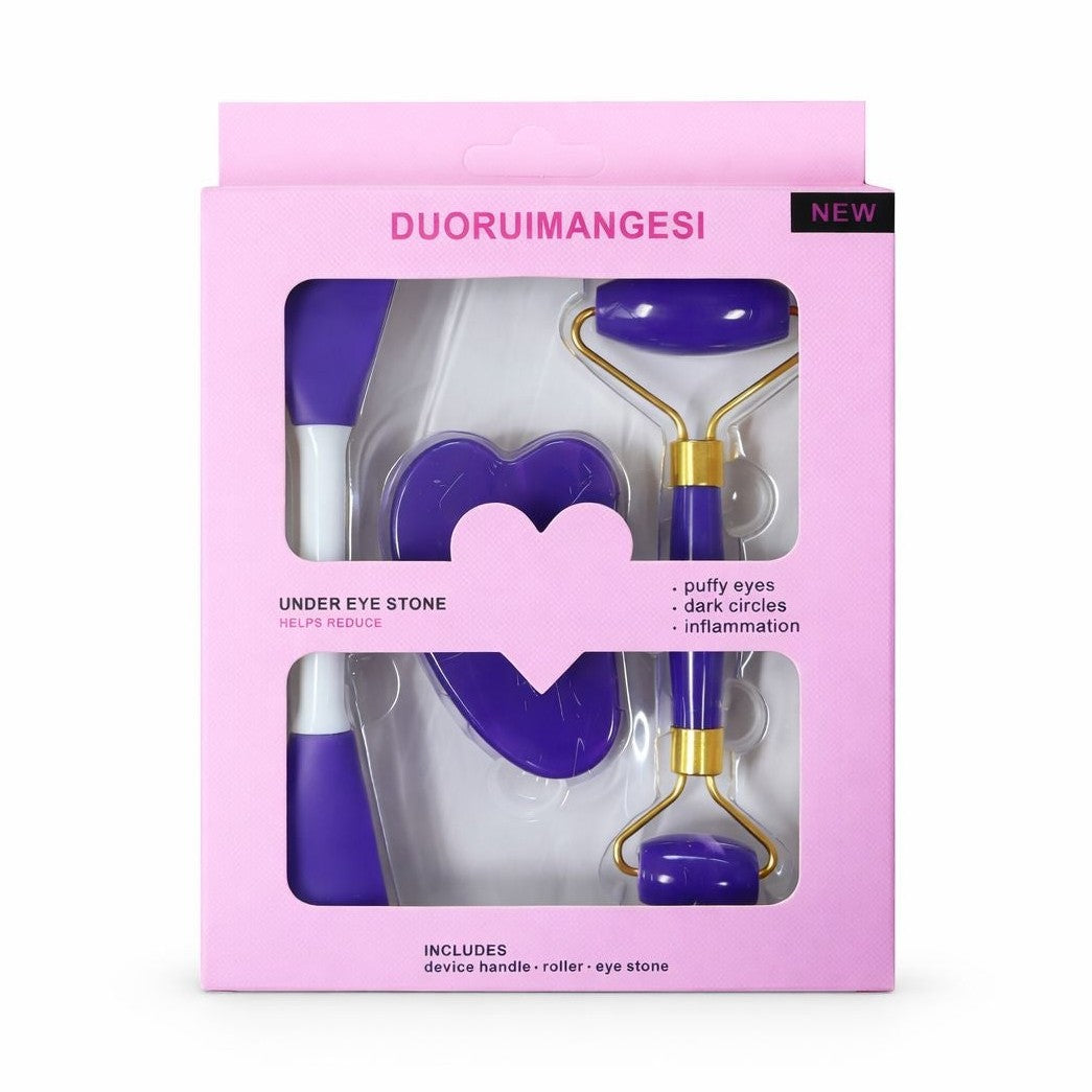 Set masaj facial 3 piese, diverse culori:alb, rosu, mov