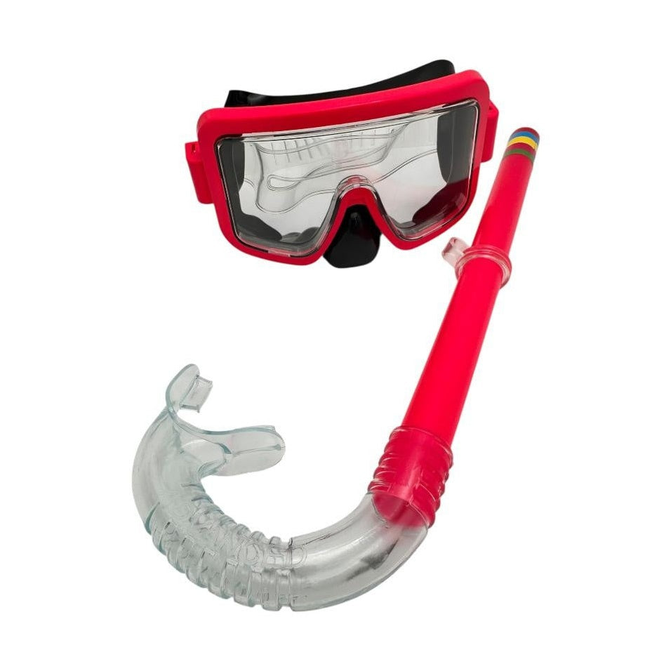 Set masca si snorkel pentru inot si scufundari , echipament colorat pentru copii sau adulti, vizor larg si tub respiratie,