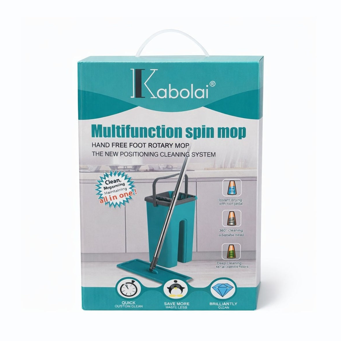 Set mop plat cu galeata si sistem stoarcere, curatare pardoseli
