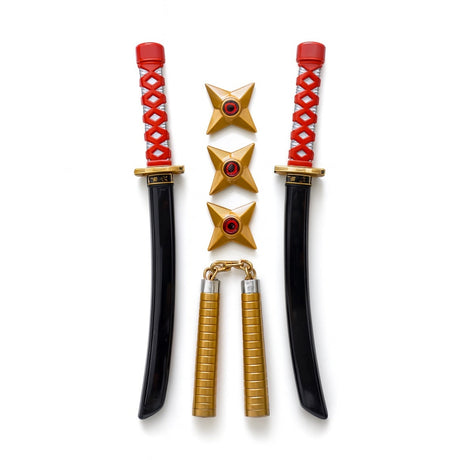 Set Ninja , 2 Sabii, 2 Nunchaku si 3 Stele , 44x22 cm