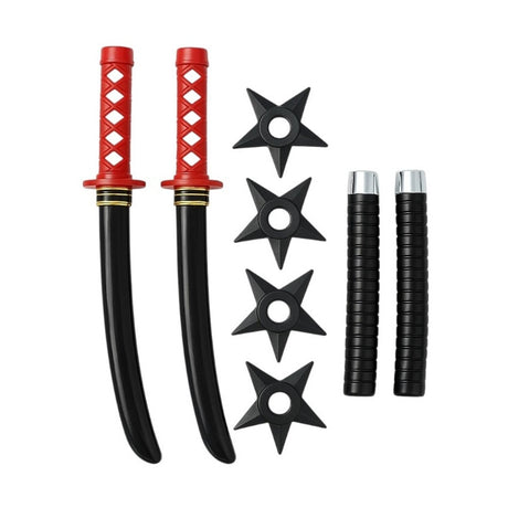 Set Ninja , 2 Sabii, 3 Stele si Nunchaku , 44x22 cm