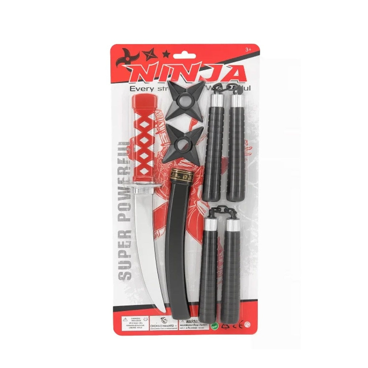 Set Ninja , 2 Sabii, 3 Stele si Nunchaku , 44x22 cm